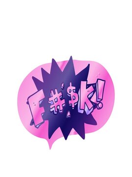 stretching up animation of freehand drawn speech bubble cartoon swearword
