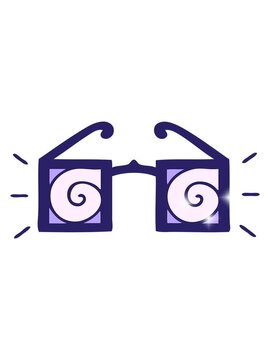 glitter effect animation of cute cartoon of hypno glasses