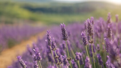 Obraz premium Lavandula species in bloom, focusing on plant diversity in the herb garden