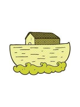 changing color animation of freehand drawn cartoon noah's ark