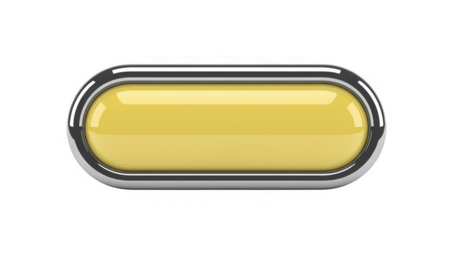 Yellow button with silver border shiny button rounded rectangle isolated on a transparent background - Powered by Adobe