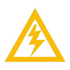PNG of Yellow triangular warning sign with a lightning bolt symbol, indicating electrical hazard.