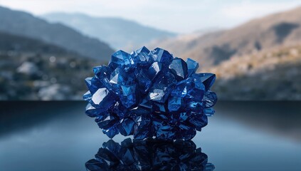 Southern Urals sapphire crystals, raw mineral sample highlighting natural geological processes
