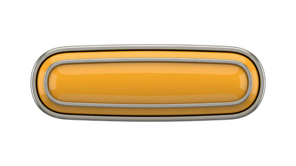 Yellow button with silver border shiny glossy isolated on a transparent background