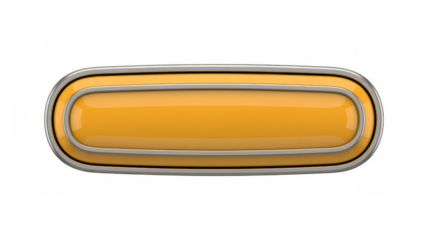 Yellow button with silver border shiny glossy isolated on a transparent background