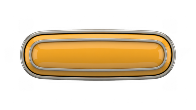 Yellow button with silver border shiny glossy isolated on a transparent background - Powered by Adobe