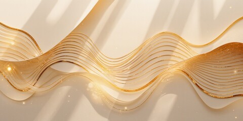 Golden lines luxury on cream color background, UI backdrop for sophisticated interface, highlighting refined aesthetic