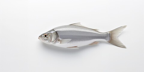 Naklejka premium Single fish on a plain white backdrop, highlighting aquatic animals used in healthy diets, World Oceans Day