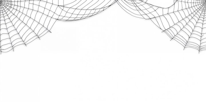 Spider web border suitable for Halloween or spooky occasions, vintage line drawing or engraving illustration