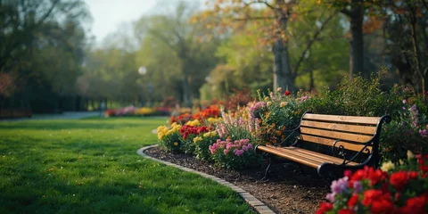 Canvas schilderij Tuin Colorful flower gardens at public parks, urban greenery and floral displays  © TheWaterMeloonProjec