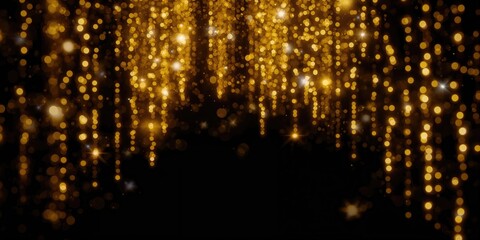 Golden light streaks on a black backdrop, used for digital interface design, World Environment Day