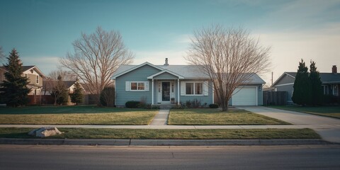 Small standalone house with minimalist architecture, focusing on space-saving in dense neighborhoods
