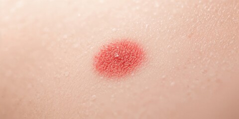 Fototapeta premium Skin with a red scratch mark, indicating irritation and rash, skin health awareness
