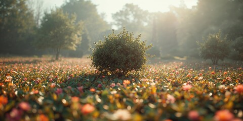 Groundcover plant with leafy foliage used for landscape design and soil protection