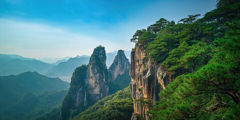 Huangshan Mountain's rugged terrain and cloud cover, highlighting erosion and preservation