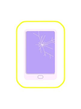radioactive glowing animation of cracked tablet device