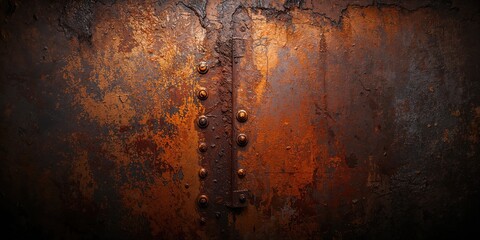 Close-up of a dark grunge rusty metal surface serving as a textured backdrop for layouts