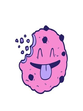 stretching up animation of cartoon doodle of cookie