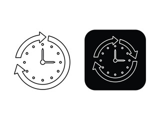 Time Management and Continuous Cycle Clock Icon Set in Minimal Line Style