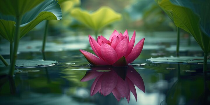 Large Water lily at Deepor Beel resting on water, illustrating aquatic plant health and summer season, World Water Day