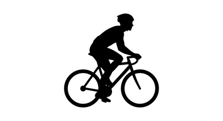 Obraz premium Dynamic silhouette of a male cyclist riding a bicycle, depicted in a minimalist and clean vector graphic style, perfect for sports and activity-related designs and icons
