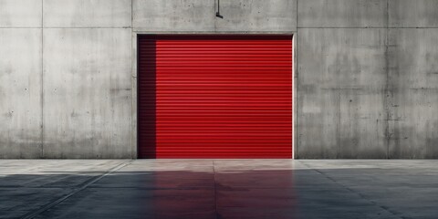 Corrugated metal door with painted surface against concrete wall and ground, used as a studio backdrop