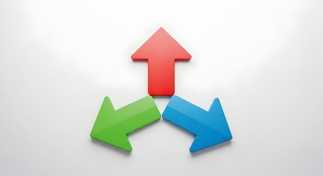 Colorful arrows pointing up and down on white background