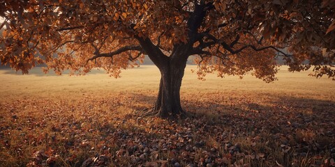 Ground covered with dry sprigs, grass, and fallen fruits beneath a wild plum tree, seasonal change