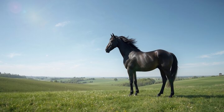 Equine in a countryside setting, emphasizing animal care and pasture management