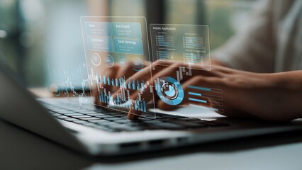 Sales data analysis dashboard showing performance, trends, and insights. Sales data tracks growth,...