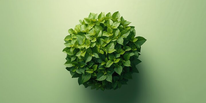 Top-down view of a green hydrangea bush, useful for garden design or plant catalog layout, World Plant Day - Powered by Adobe