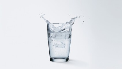 Full water glass with splash, designed as a background for text or layout