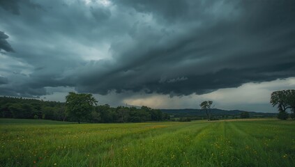 Dark storm clouds gathering overhead, emphasizing climate change awareness, Earth Day