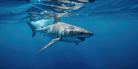 Great white shark observed close to shore, highlighting marine safety concerns, World Oceans Day