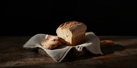 Loaf of bread on linen towel, highlighting traditional baking methods, World Bread Day