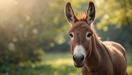 A solitary donkey on open land, highlighting rural landscape and animal endurance