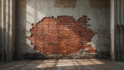 Rustic brick wall showing aged red bricks, suitable for urban decay or historical preservation projects