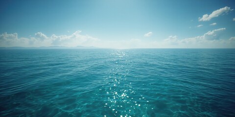 Open ocean scene with a broad horizon and calm waters, suitable for marine safety or navigation themes, World Oceans Day