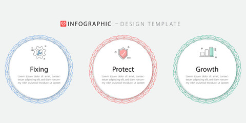 Business infographic template. 3 Step timeline journey. Process diagram, 3 options on white background, Infograph elements vector illustration.