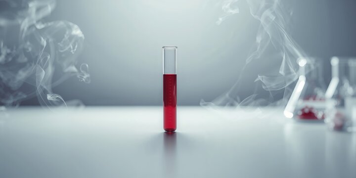 Laboratory blood sample in a test tube for protein S testing, assessing blood clotting issues