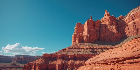 Steep red cliffs and arid terrain in Utah, highlighting erosion processes and geological features