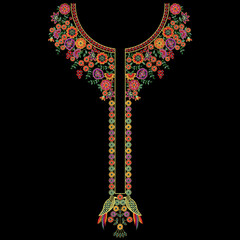 A beautiful neckline embroidery design for digital and textile print on fabric. © Aliya