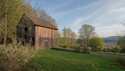 Brine extraction facility's exterior wall located in a public park, highlighting industrial heritage