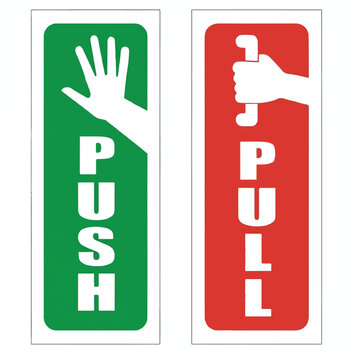 Push and Pull Vertical Door Sign Vector Set.