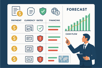 International Logistics Payment Flow &mdash; Trade Financing & Risk Management Vector