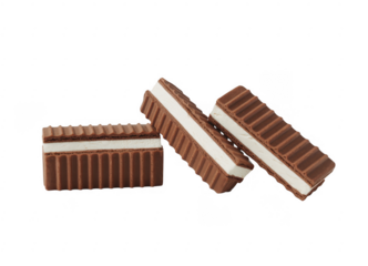 Chocolate wafer bars with cream filling dessert isolated on a transparent background