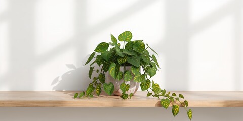 Epipremnum Aureum cascading houseplant enhancing interior aesthetics