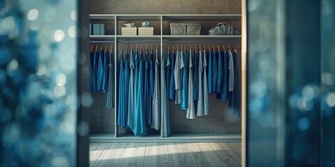 Female fashion with blue clothing, designed for magazine or catalog background use