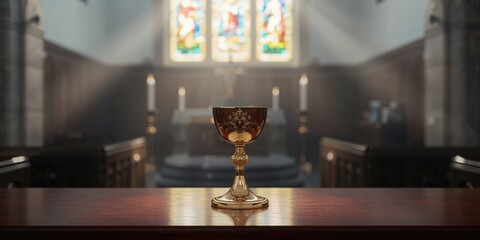 Decorative gilded cups placed on the shrine, highlighting traditional craftsmanship