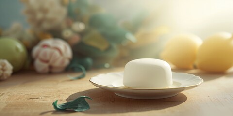 White zephyr sweet treat, delicate confection for editorial header backgrounds